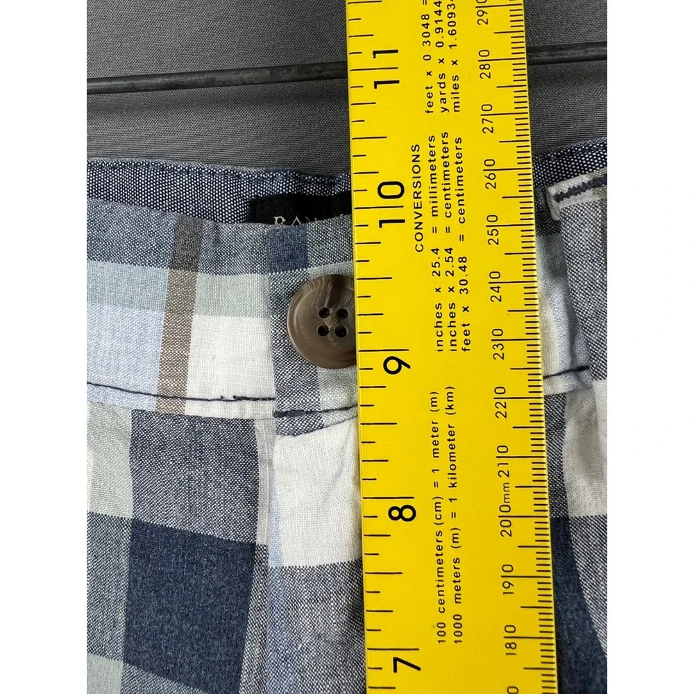 Banana Republic Aiden Short Mens 31 Plaid Blue White Cotton Casual Excellent